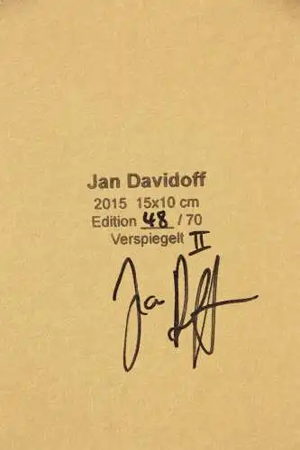 Jan Davidoff (geb. 1976) signierter Reliefdruck auf Karton "Verspiegelt II" 2015