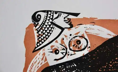 Karl-Heinz Hansen Bahia (1915-1978) signierter Farbholzschnitt "Pallas Athene"