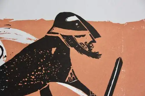 Karl-Heinz Hansen Bahia (1915-1978) signierter Farbholzschnitt "Pallas Athene"