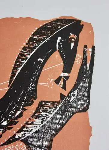 Karl-Heinz Hansen Bahia (1915-1978) signierter Farbholzschnitt "Pallas Athene"