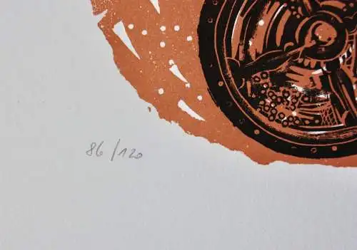 Karl-Heinz Hansen Bahia (1915-1978) signierter Farbholzschnitt "Pallas Athene"