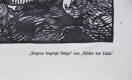 Peter Trumm (1888-1966) monogr. Holzschnitt, Hexentanz verso Bildnis J.M. Wehner