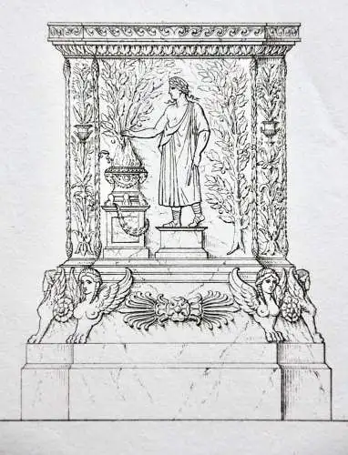 Henry Moses (um 1782 -1870) Kupferstich, antiker Altar, Sammlung Borghese, 1811