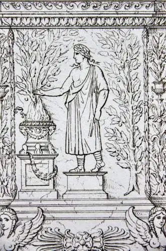 Henry Moses (um 1782 -1870) Kupferstich, antiker Altar, Sammlung Borghese, 1811