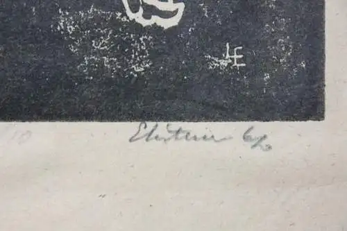 "Der Tod und das Mädchen", Holzschnitt, signiert und monogrammiert "LE", 1962