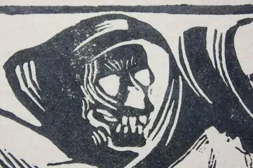 "Der Tod und das Mädchen", Holzschnitt, signiert und monogrammiert "LE", 1962