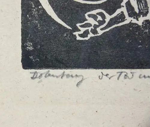 "Der Tod und das Mädchen", Holzschnitt, signiert und monogrammiert "LE", 1962