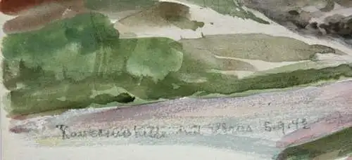 Panoramaansicht, Kaukasuskette und Elbrus, Russland, Aquarell datiert 5. 9. 1942