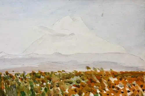 Panoramaansicht, Kaukasuskette und Elbrus, Russland, Aquarell datiert 5. 9. 1942