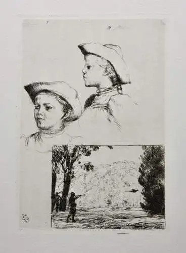 Leopold von Kalckreuth (1855-1928), monogr. Radierung "Die Fasanenjagd", 1911