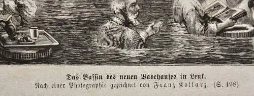 Das Bassin des neuen Badehauses in Genf, Schweiz, Badeszene, Holzstich, um 1880