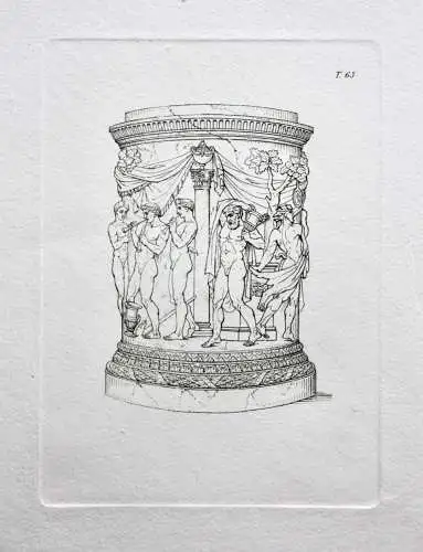 Henry Moses (um 1782 -1870) Kupferstich, antiker Altar mit Bacchus Relief, 1811