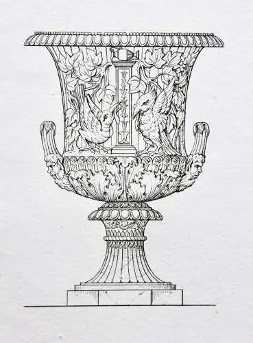 Henry Moses (um 1782 -1870) Kupferstich, antike Kratervase mit Vogel-Dekor, 1811