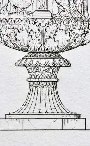 Henry Moses (um 1782 -1870) Kupferstich, antike Kratervase mit Vogel-Dekor, 1811