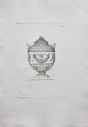 Henry Moses (um 1782 -1870) Kupferstich, antike Vase mit Widderkopf-Dekor, 1811