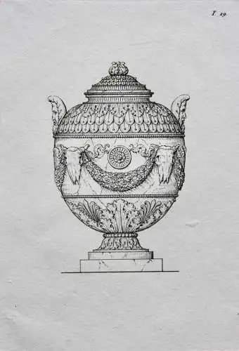 Henry Moses (um 1782 -1870) Kupferstich, antike Vase mit Widderkopf-Dekor, 1811