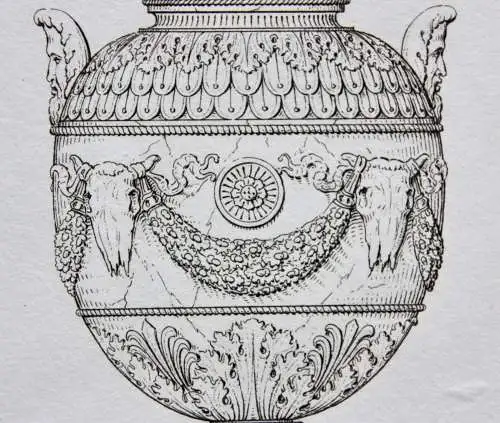 Henry Moses (um 1782 -1870) Kupferstich, antike Vase mit Widderkopf-Dekor, 1811