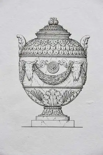 Henry Moses (um 1782 -1870) Kupferstich, antike Vase mit Widderkopf-Dekor, 1811