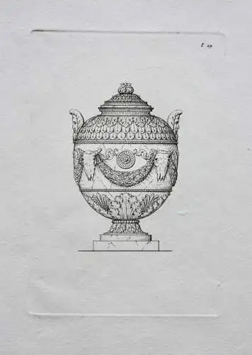 Henry Moses (um 1782 -1870) Kupferstich, antike Vase mit Widderkopf-Dekor, 1811