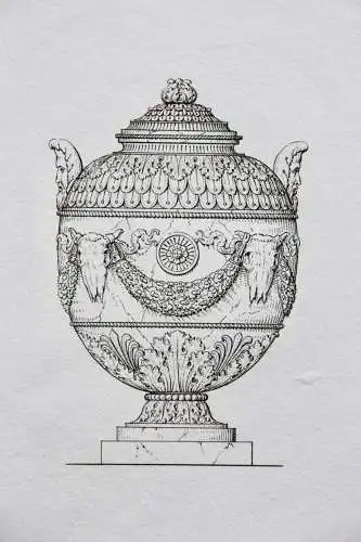 Henry Moses (um 1782 -1870) Kupferstich, antike Vase mit Widderkopf-Dekor, 1811