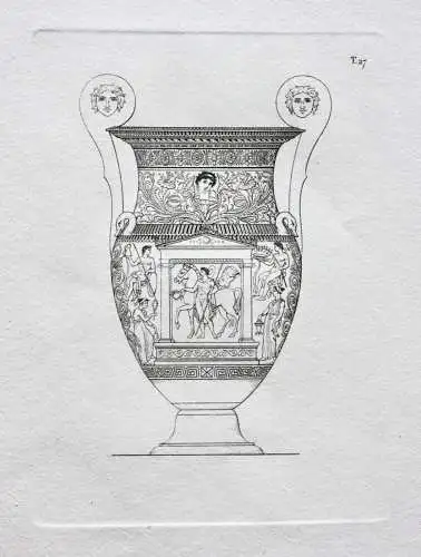 Henry Moses (um 1782 -1870) Kupferstich, Hamilton Vase, Voluten-Krater, 1811