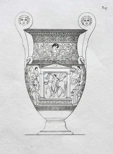 Henry Moses (um 1782 -1870) Kupferstich, Hamilton Vase, Voluten-Krater, 1811