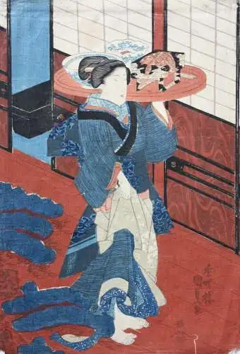 Utagawa Kunisada I (Toyokuni III) (1786-1864) Ukiyo-e, Ôban Triptychon, Bijin-ga