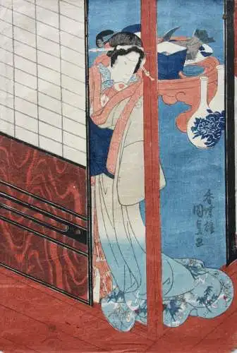 Utagawa Kunisada I (Toyokuni III) (1786-1864) Ukiyo-e, Ôban Triptychon, Bijin-ga