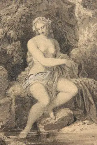 Diana und Actaeon, aquarellierte Federzeichnung, monogrammiert, 19. Jahrhundert