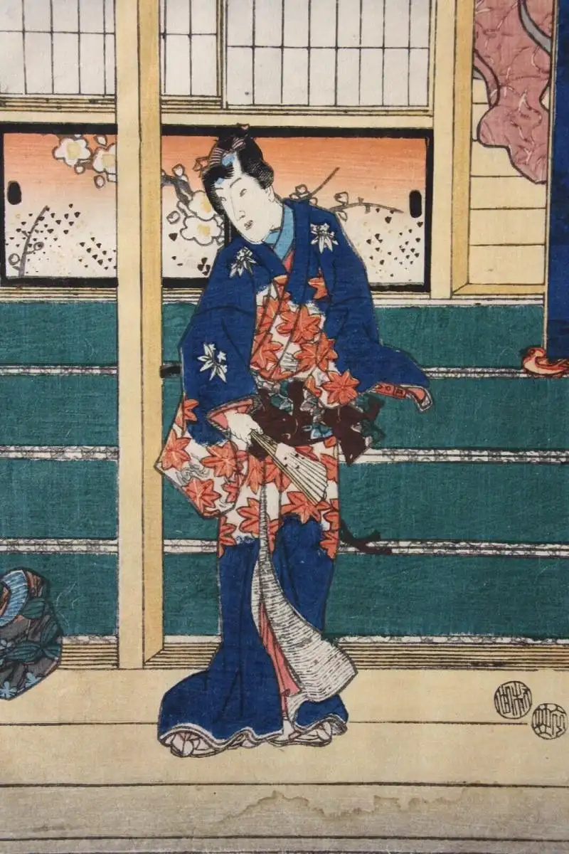 Utagawa Kunisada I (Toyokuni III) (1786-1864) Nishiki-e Ukiyo-e, Horizontal Ôban 1