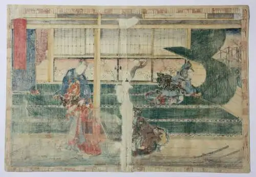 Utagawa Kunisada I (Toyokuni III) (1786-1864) Nishiki-e Ukiyo-e, Horizontal Ôban