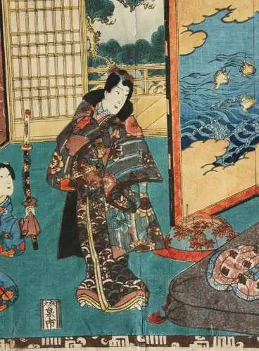 Utagawa Kunisada I (Toyokuni III) (1786-1864) Nishiki-e Ukiyo-e, Horizontal Ôban