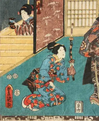 Utagawa Kunisada I (Toyokuni III) (1786-1864) Nishiki-e Ukiyo-e, Horizontal Ôban