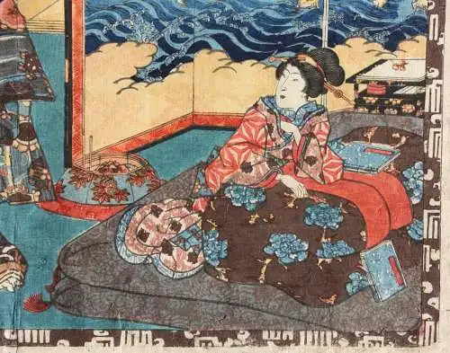 Utagawa Kunisada I (Toyokuni III) (1786-1864) Nishiki-e Ukiyo-e, Horizontal Ôban