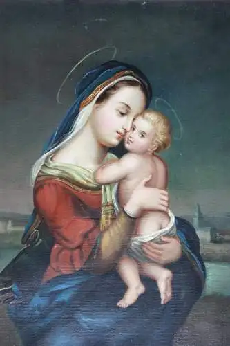 Tempi Madonna nach Raffaello Sanzio (1483-1520) Öl auf Leinwand, gerahmt 19. Jh.