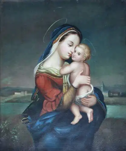 Tempi Madonna nach Raffaello Sanzio (1483-1520) Öl auf Leinwand, gerahmt 19. Jh.