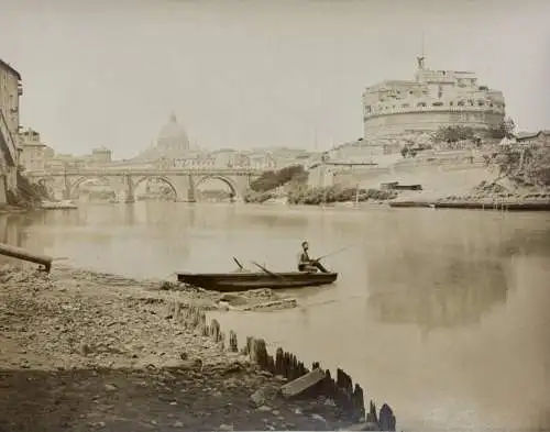 "Roma - Tevere Ponte S. Angelo. Mole Adriana", Vintage Albuminabzug, um 1860/70