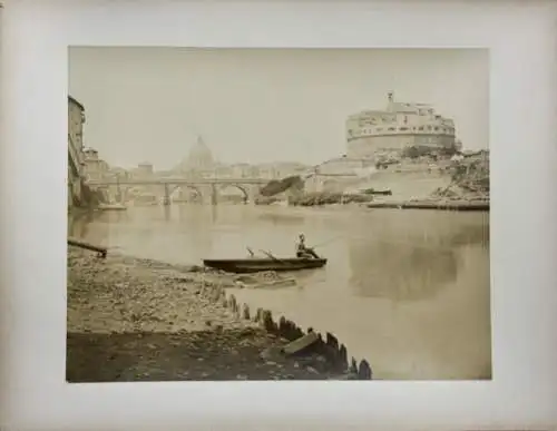 "Roma - Tevere Ponte S. Angelo. Mole Adriana", Vintage Albuminabzug, um 1860/70