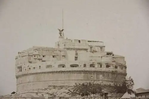 "Roma - Tevere Ponte S. Angelo. Mole Adriana", Vintage Albuminabzug, um 1860/70