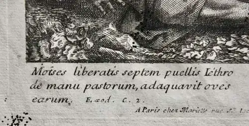 Jean II. Cotelle (1646-1708), Radierung "Mose hilft Jethros Töchtern am Brunnen"