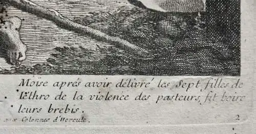 Jean II. Cotelle (1646-1708), Radierung "Mose hilft Jethros Töchtern am Brunnen"