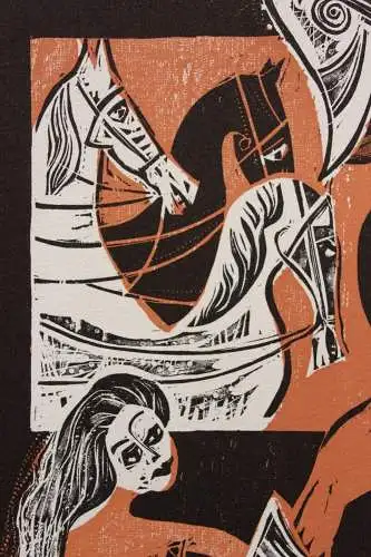 Karl-Heinz Hansen Bahia (1915-1978), sign. Farbholzschnitt "Telemachos Abschied"