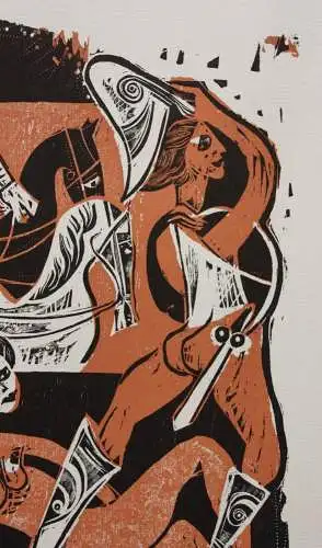 Karl-Heinz Hansen Bahia (1915-1978), sign. Farbholzschnitt "Telemachos Abschied"