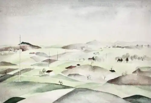 Henny Protzen-Kundmüller (1896-1967) monogrammiertes Aquarell Landschaft 1920/30