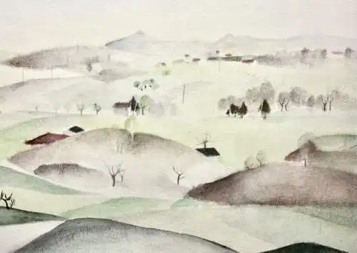 Henny Protzen-Kundmüller (1896-1967) monogrammiertes Aquarell Landschaft 1920/30