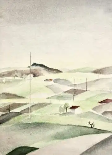 Henny Protzen-Kundmüller (1896-1967) monogrammiertes Aquarell Landschaft 1920/30