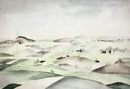 Henny Protzen-Kundmüller (1896-1967) monogrammiertes Aquarell Landschaft 1920/30