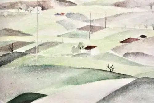 Henny Protzen-Kundmüller (1896-1967) monogrammiertes Aquarell Landschaft 1920/30