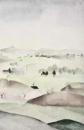 Henny Protzen-Kundmüller (1896-1967) monogrammiertes Aquarell Landschaft 1920/30