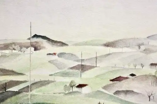 Henny Protzen-Kundmüller (1896-1967) monogrammiertes Aquarell Landschaft 1920/30